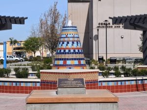 College memorial tiled fountain